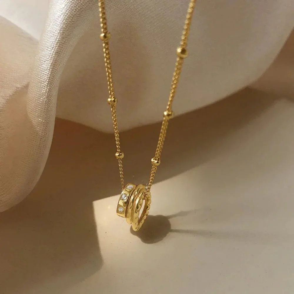 NEW Silver Gold Geometric Irregular Circle Necklace - Picture 4 of 8